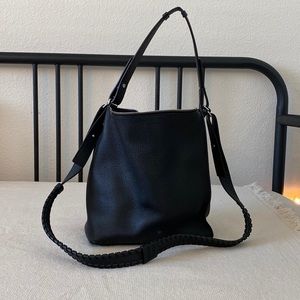 Allsaints Kita Black Leather Shoulder/Crossbody Bag